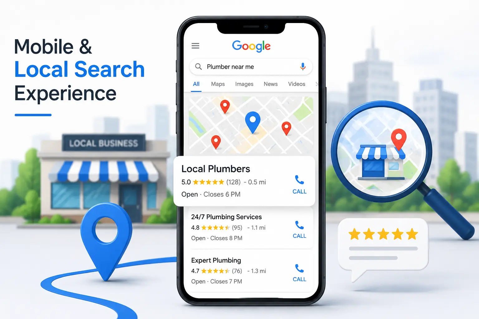 Mobile and local search experience for local businesses